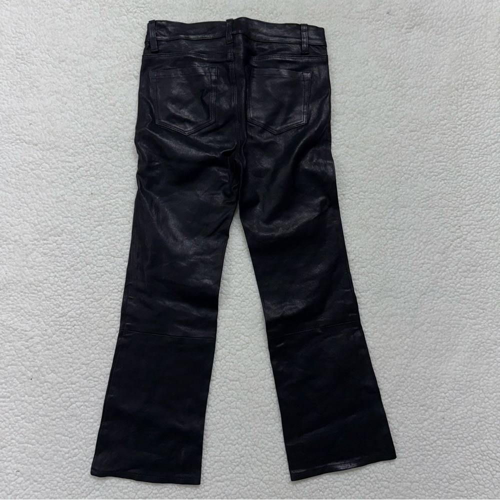 J Brand Black Lambskin Leather Bootcut Pants